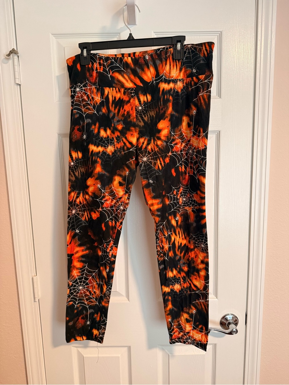 No Boundaries Orange and Black Spiderweb Tie-Dye women’s Leggings